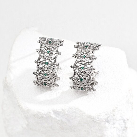 ✨ Artisan Original Gold Lace Filigree Hoop Earrings | S925 Sterling Silver - Picture 3 of 7